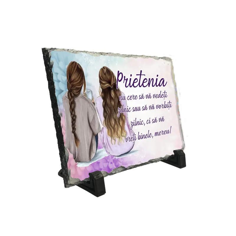 Prietenia nu cere sa va vedeti, piatra ardezie personalizata, cu mesaj model pa019